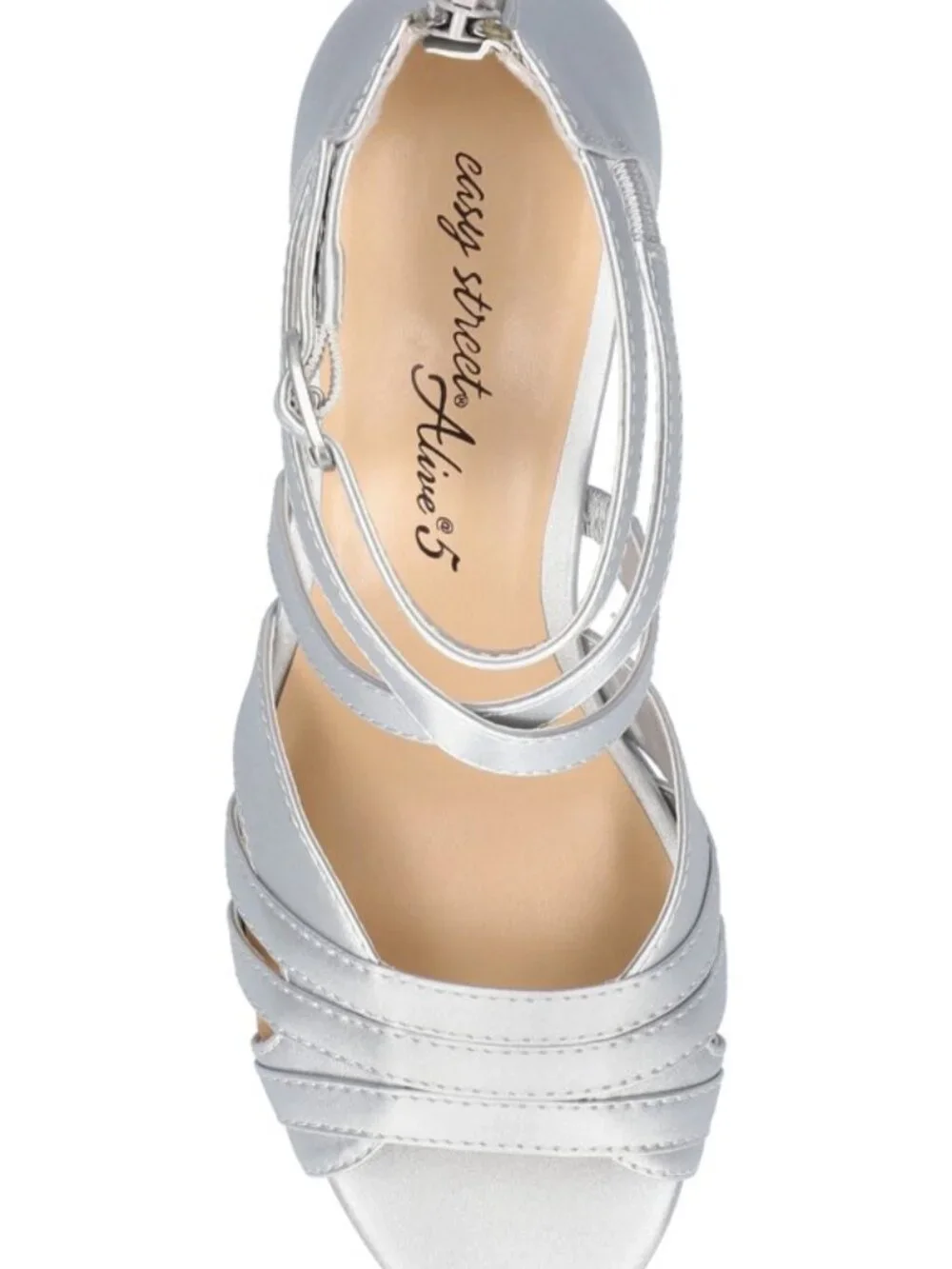 Easy Street Crissa Women's Ankle Strap Block Heel Dress Sandals, Size 9½, Silver